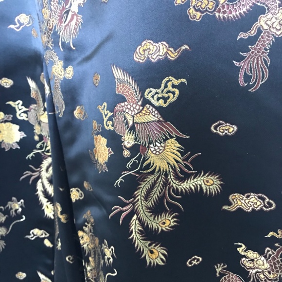 Golden Dragon on Black Satin long skirt EUC small - Picture 5 of 8